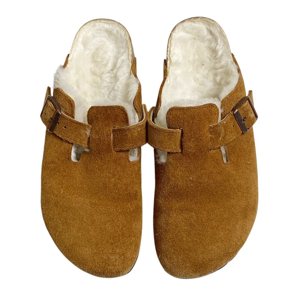 Birkenstock Boston Suede Shearling Clog in Mink 39 / 8